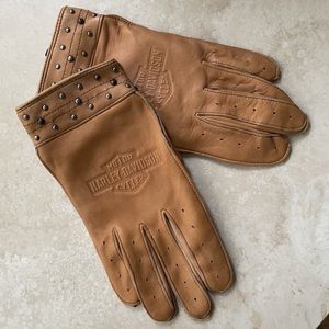 Harley-Davidson Tan Sheepskin Leather Riding Gloves